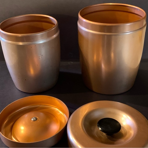 Vintage Copper Color Aluminum Canisters Seed Treats Decor Storage Bird Lover - Picture 3 of 14
